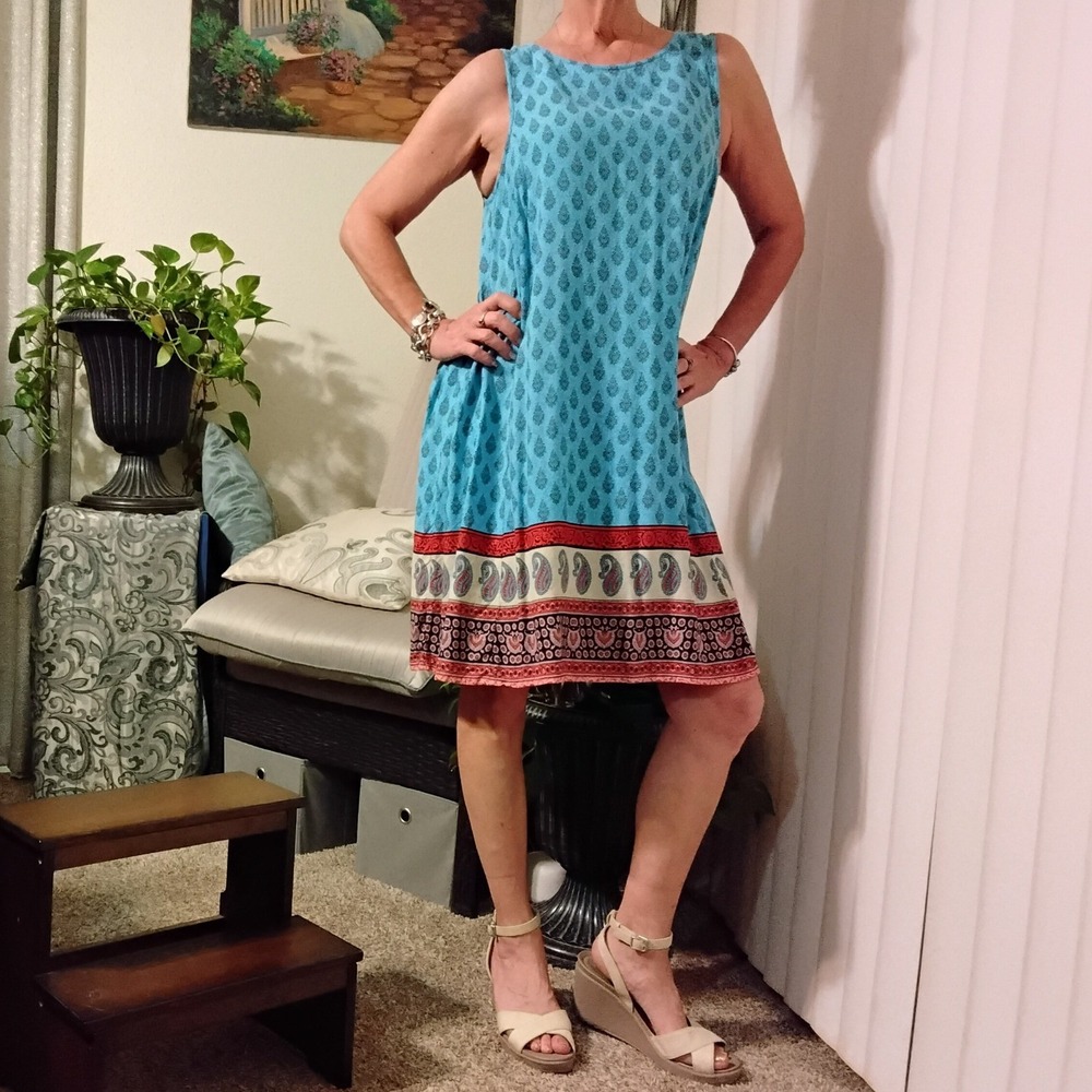 BeachLunchLounge Sleeveless Shift Dress Turquoise Size M